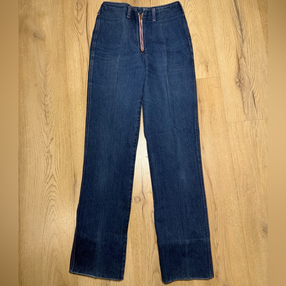 Rag City Blues Los Angeles NOS Vtg 70s Pink Zipper Pink Stitching Jeans Size 24